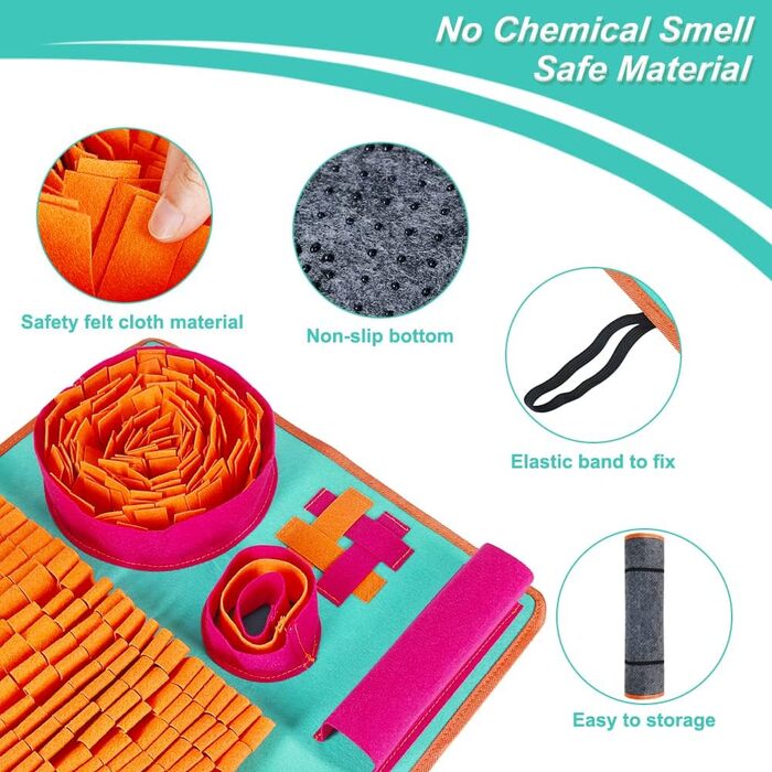 Інтерактивна килимок-нюхалка для собак та котів, сповільнює харчування, знімає стрес, оранжевий, червоний, блакитний