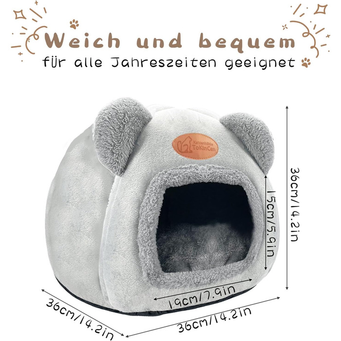 Кіт-будинок ТоКінЦен: миючий, для котів, кроликів, собак та інших дрібних тварин (сірий)