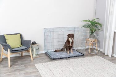 TRIXIE переносна клітка для собак Home XL, 116×86×77 см, складна, металева, з 2 дверима та замками, для транспортування і дому, срібляста