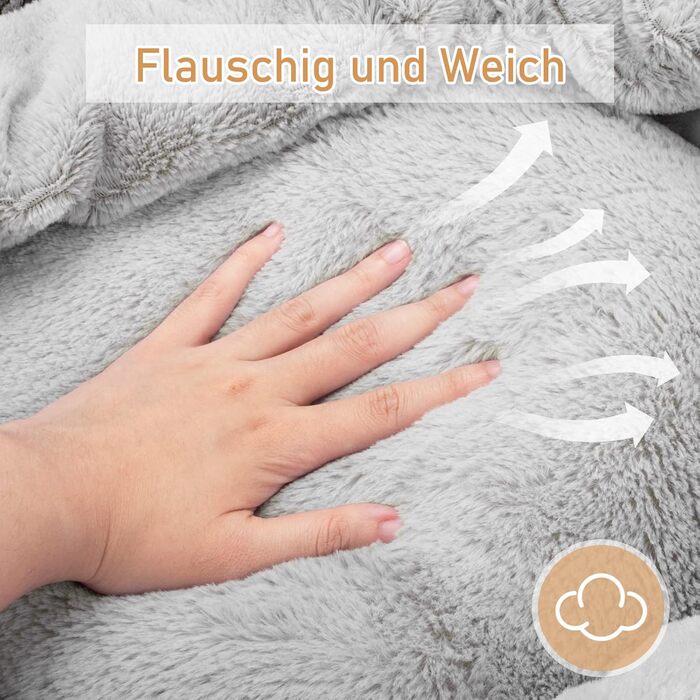 Кругле ліжко для собак та котів середніх розмірів JOEJOY, м'яке, з подушкою, 66x66x15 см, сіре