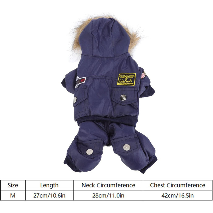 GLOGLOW Зимова куртка для собак, тепла, з капюшоном, для маленьких собак (L, блакитна)