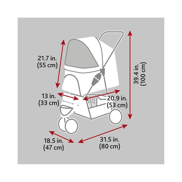 TRIXIE візок для собак, чорний, легкий, 47×100×80 см, до 11 кг
