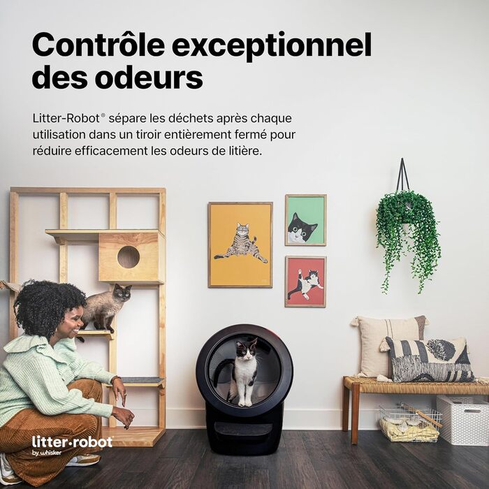 Автоматичний туалет для котів Litter-Robot 4 Whisker, чорний, з комплектом для початківців: туалет, огорожа, килимок, 2 OdorTrap, 25 пакетів для відходів