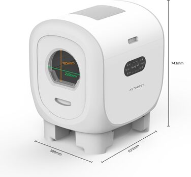 Автоматичний туалет для котів AstroPet 101L з UVC-очищенням, Wi-Fi керуванням та змінними картриджами для запаху, XXL розмір, для кількох котів, подвійний вхід + килимок
