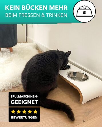 Набір мисок для котів MilaCasa Katzennapf - 2 шт. підняті миски для котів, подвійний набір мисок для їжі та води для котів (Макассар)