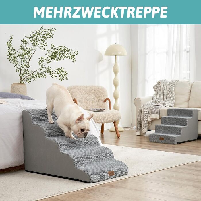 Сходинки для собак COZY KISS: зручні та міцні для малих собак, сірі (83x50x57 см)