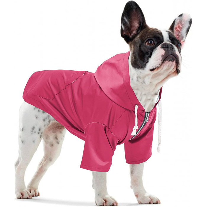 Водонепроникний собачий дощовик з капюшоном, рожевий (L)