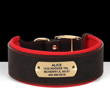 Нашийник для собак PET ARTIST з міцної PU шкіри, середніх та великих порід. Персоналізований з іменем, надійна металева застібка, підходить для пітбулів та великих собак. Розмір L (XL: обхват шиї 48-58 см, ширина 5 см, чорна гравіровка)