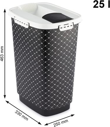 Контейнер для корму Rotho MyPet Cody 25 л з кришкою, харчовий пластик, BPA-free, чорний