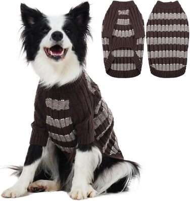 Теплий зимовий пуловер для собак маленьких порід з отвором для повісити, коричневий (XL)