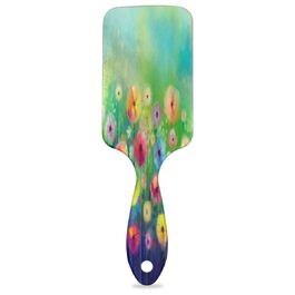 Щітка для волосся з акварельним малюнком собак, нейлонові щетинки, підходить для густого, кучерявого, тонкого, довгого, короткого, мокрого або сухого волосся, надає блиск та забезпечує безпеку для волосся, (Акварельний абстрактний квітковий візерунок)