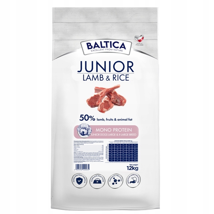 Гіпоалергенний сухий корм для цуценят Baltica Junior з ягнятиною, L/XL, 12 кг