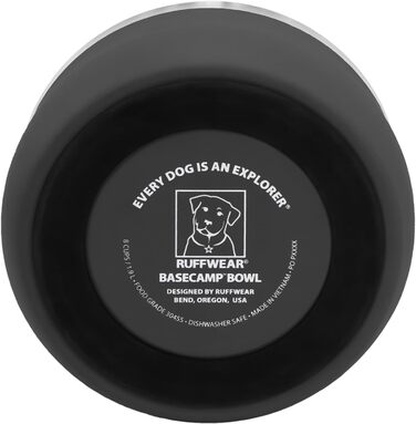 Миска для собак Ruffwear Basecamp Napf з нержавіючої сталі, легка та портативна, для ласощів, корму та води, з неслизьким дном, придатна для миття в посудомийній машині, витримує витікання, сірий колір