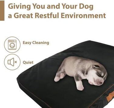Ортопедичне собаче ліжко Ellie-Bo з піною з пам'яті, вологостійке, для клітки/бокса, чорне, XXL (122 см), 122x75x6 см