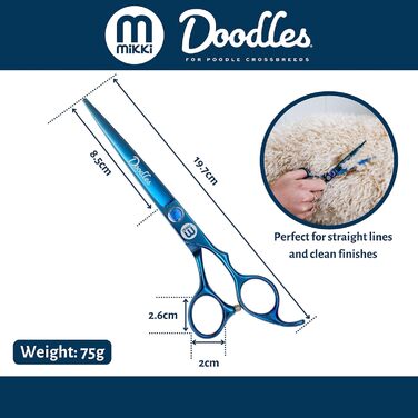 Ножиці для грумінгу собак Mikki Doodle, 19 см - для стрижки та формування шерсті