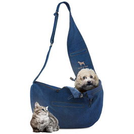 Сумочка для собак Noah & Paw до 10 кг, преміум денім, регульований ремінь, м'яке хутро, 3 системи безпеки