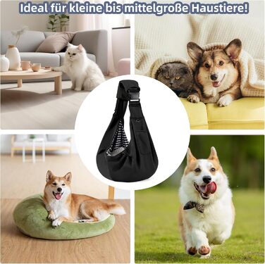 Сумка-переноска для собак Valleycomfy Tragetuch - чорна, до 7 кг