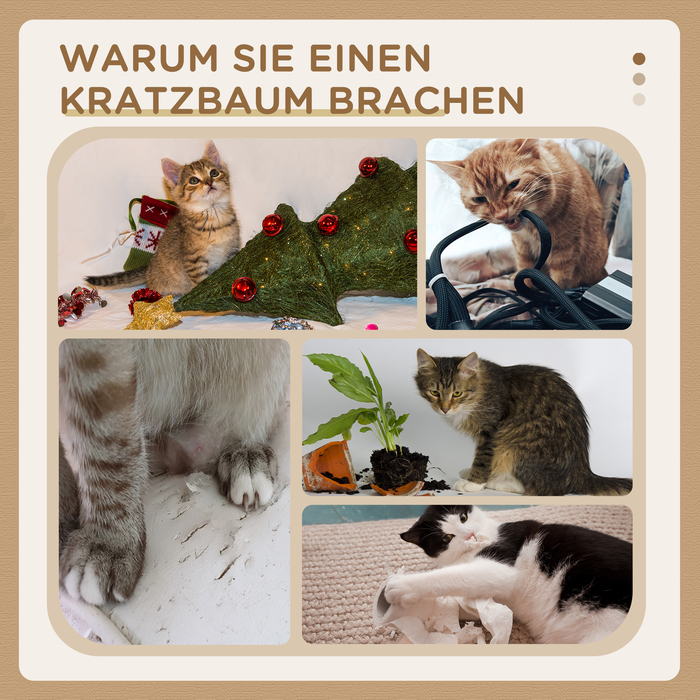 PawHut Cat Tree 72 см Котяча вежа з плюшевими кульками, стовбури з сизалю, платформа, кігтеточка Багатоярусна кігтеточка для кішок, лазіння по дереву, для середніх кішок, світло-сірий | Аосом