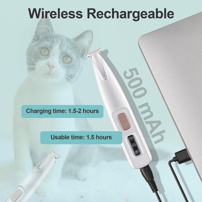 Триммер для собак та котів Pfotentrimmer: тиха модель з LED-підсвічуванням, бездротова, з маслом та щіткою для догляду за лапами, обличчям та вухами