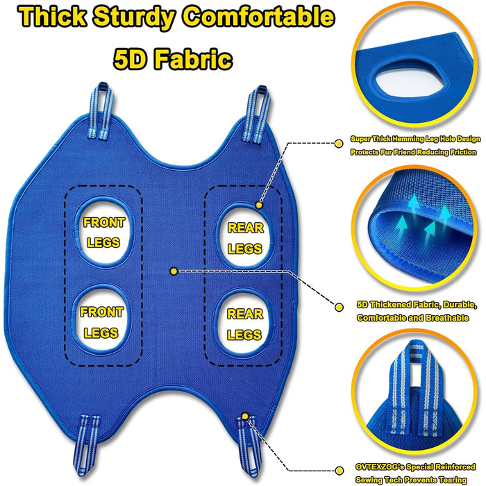 Шлейка-гамак для грумінгу собак OVTEXZOG, переноска для стрижки кігтів, гамакова сумка для собак під час грумінгу (середня, до 20 кг, блакитна)