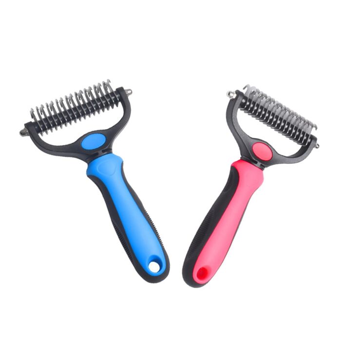 Кгребінець для видалення ковтунів та підшерстка для котів та собак, 2 шт. - безболісна доглядова щітка з нержавіючої сталі