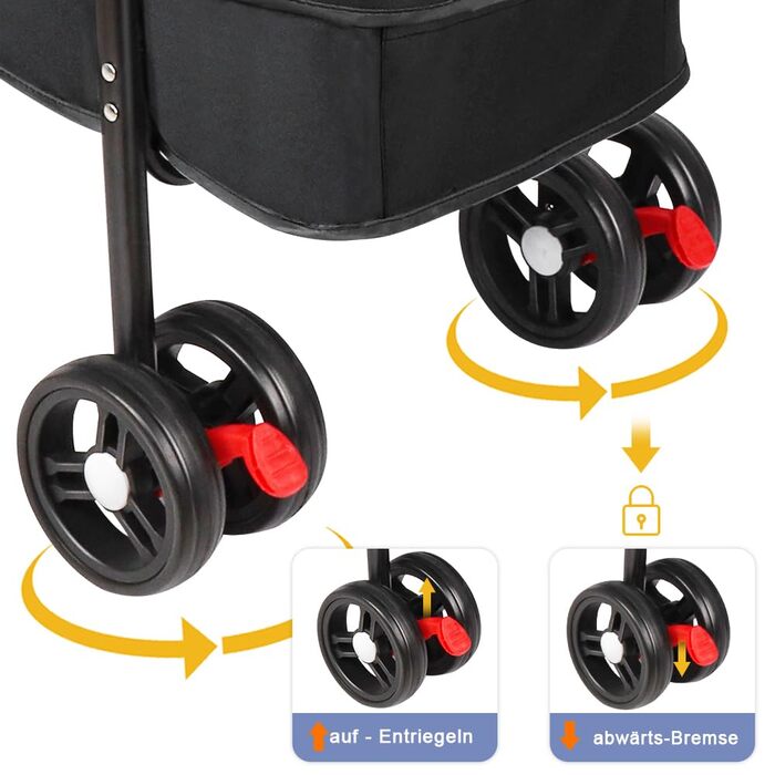 Складаний візок для домашніх тварин Homewell: для собак та котів, до 20 кг, з тримачем для напоїв та ременем безпеки