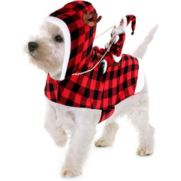 Костюм Святого Миколая для собак, теплий пледшот для собак, костюм для собак, теплий зимовий пледшот для маленьких, середніх та великих собак і котів, розмір S (обхват шиї: 26-30 см, обхват грудей: 33-47 см)