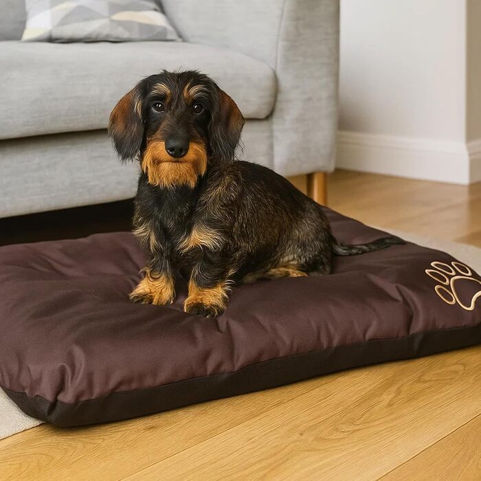 Матрац для собак, лежанка для собак великих, середніх та малих порід - вологостійкий килимок для собак, м'який лежак з піни, Outdoor & міцний матрац для собак - 90x60x8 см Коричневий R1(90 x 60 см) Коричневий