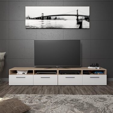 Тумба під телевізор Vicco Diego, білий глянець, 95x38 см, телевізійна тумба, сучасний дизайн