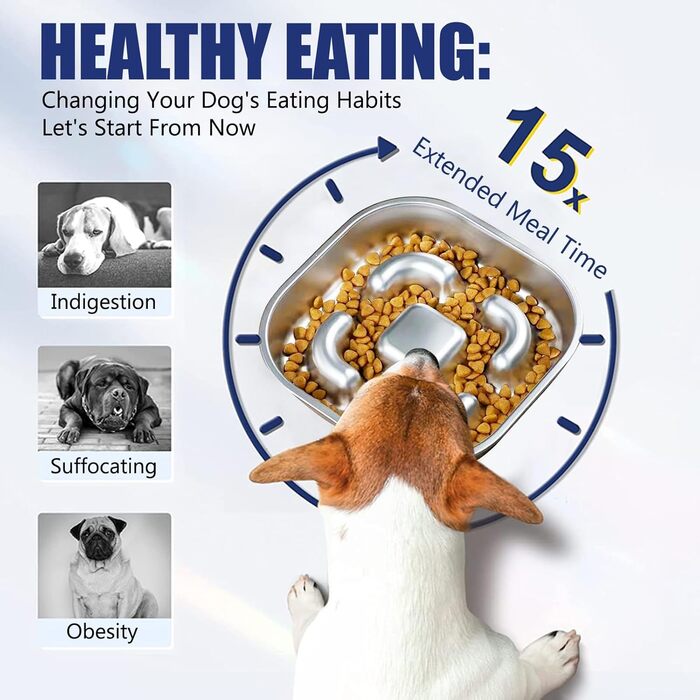 Миска для собак Slow Feeder з гелевими вставками, запобігає ковтання, великі миски для собак, аксесуари для собак, покращує травлення