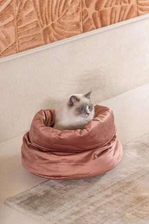 Корзина для кота Lotte Fluco, оксамит, рожева, 45x45x35 см