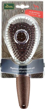HUNTER SPA щітка для грумінгу собак, самоочисна, 22,5 x 8,0 см, L, сіра/коричнева