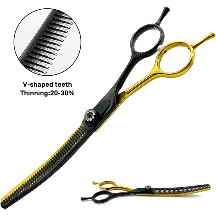 Професійна філірувальна ножиця Profi 7,5 дюймів для собак, котів та інших домашніх тварин. Нержавіюча сталь 440C, витончене проріджування 20%-30%