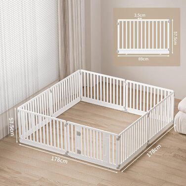 Клітка-вигул для цуценят Gupamiga, розкладна з дверцятами, для дому, на свята, біла (178x178 см), 8 шт.