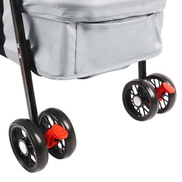 Складаний візок для тварин, 4 колеса, для собак/кішок, цуценят, 50 x 70 x 95 см (сірий)