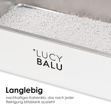 LucyBalu® велика відкрита котяча туалетна коробка з нержавіючої сталі, без запаху, hop-in, біла