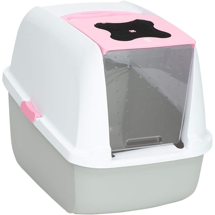 Туалет для котів Catit 50700 з кришкою, 43x57x50 см, білий/сірий/рожевий