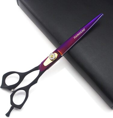 Набір професійних ножиць для грумінгу JIESENYU: 7 дюймів, ножиці для шерсті, вигнуті ножиці, ножиці для фінальної обробки (4 шт.) для собак, фіолетовий