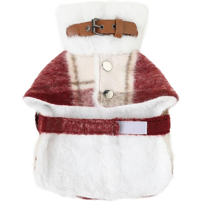 Вовняний теплий зимовий плащ для собак з червоним флісовим підкладкою, розмір L, червоний