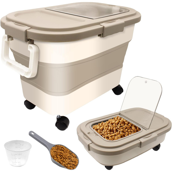 Контейнер для корму для собак та котів, 10 кг, повітряний, BPA-Free, з колесами