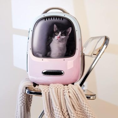 Рюкзак для собак і котів PETKIT з вентилятором та LED-підсвіткою, просторий, легкий, рожевий