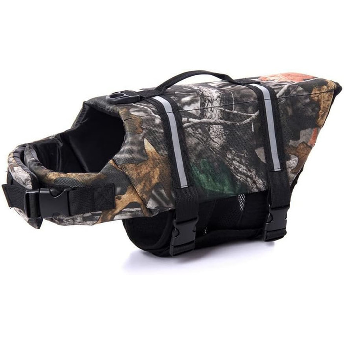 Світловідбивна рятувальна жилетка для собак HTGOI з ручкою, XL (Камуфляж 1#)