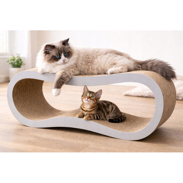Картонний дряпак-шезлонг для котів «Вісімка» Premium, лежанка EKO, 77x30x30 см