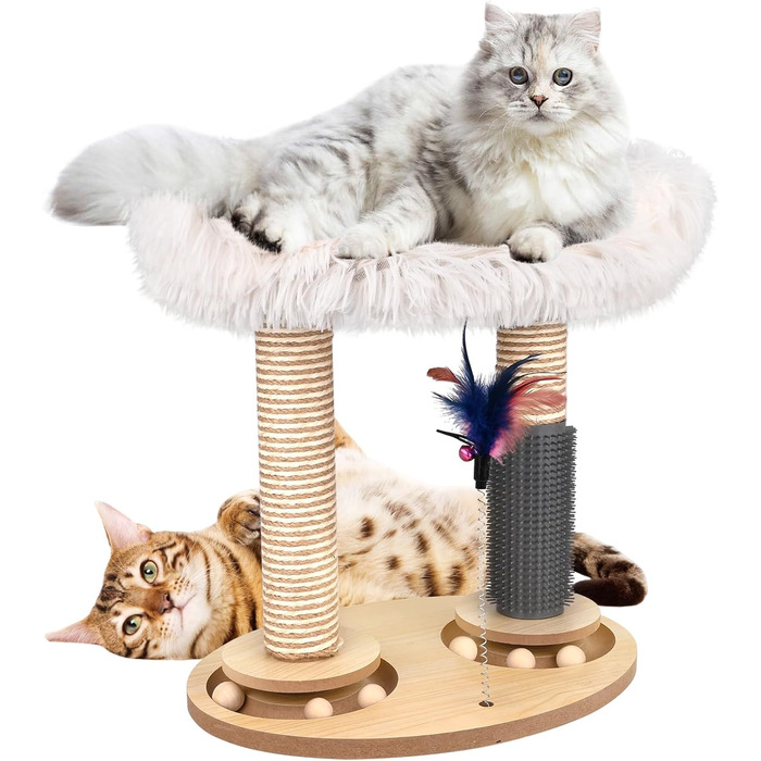 Інтерактивне котяче іграшкове карусель з дерева Banaone 4 в 1: карусель, когтеточка, іграшка, туалет для котів