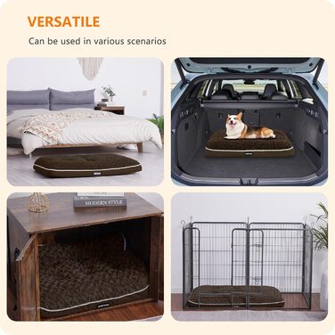 Ортопедичне ліжко для собак, матрац для собак з двошаровим дизайном, миється, знімний кошик для собак, 90 см для собак маленьких та середніх порід, коричневий L 89 x 59 x 10 см, коричневий