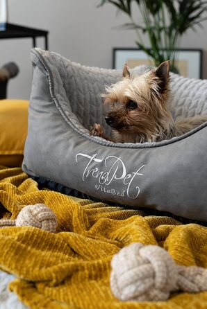 TrendPet VitaBed Style - ортопедичне ліжко для собак, штучна шкіра, плюшеве всередині (80x70 см, сірий)