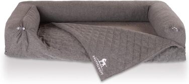 Ортопедичне собаче ліжко Knuffelwuff Yona M-L, 86 x 55 см, сіре - м'яке ліжко для собак великих, середніх та маленьких порід, миється