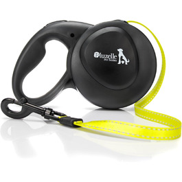 Рулетка для собак Bluzelle 8м, до 50кг, Neon-Yellow, з металевим карабіном 360°, зручний гумовий хват, стопорна система