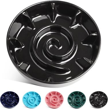 Миска для собак з кераміки Slow Feeder, 2 чашки, рожево-чорна, для середніх порід, сприяє звикання до повільного годування, 8 дюймів