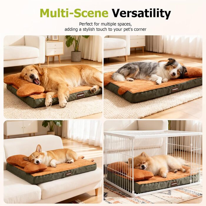 Ортопедичне ліжко для собак з знімною подушкою для голови, миється, ліжко для тварин з піною у формі яєчних коробок, водонепроникне ліжко для собак з подушкою для підтримки голови та суглобів, середній розмір: 76x51x18 см (X-Large: 106x76x22 см, Помаранче